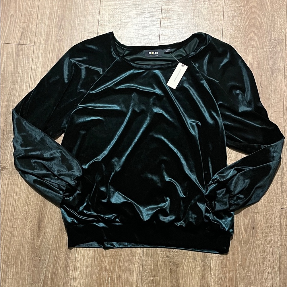 NWT Maeve Anthropologie Green Velvet Blouse XL